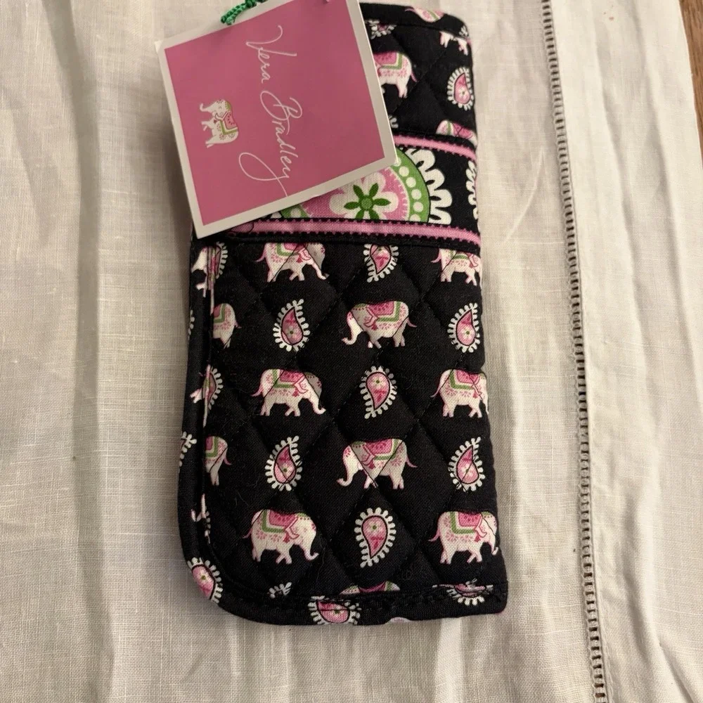 Vera Bradley Pink Elephants Black Eyeglass Case Retired NEW W tags Charming Pink